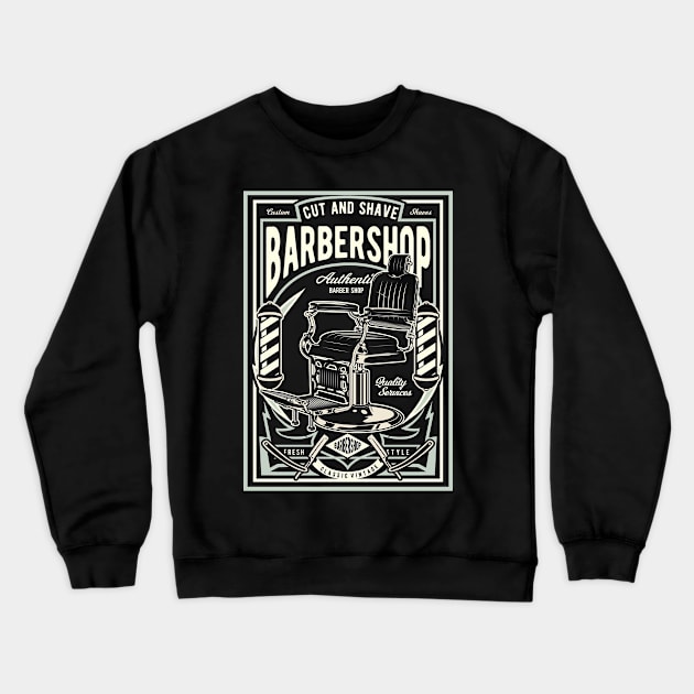 Vintage Barbershop Crewneck Sweatshirt by Pureteeshop